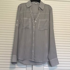 Express Black/White Striped Blouse